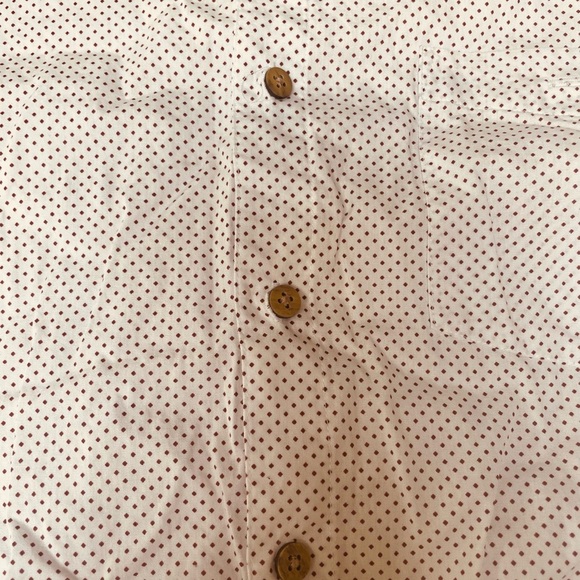 100% Cotton White and Red Casual Button Down Shirt with Classic Dots - Picture 4 of 9